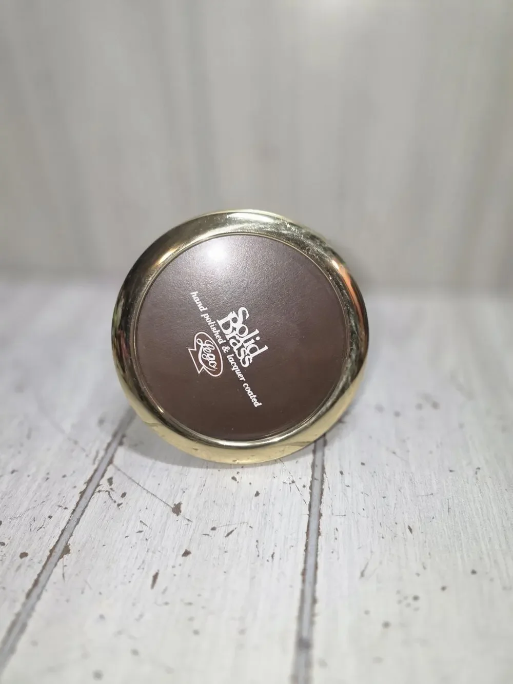 Vintage 80s Solid Brass Round Picture Frame Hand Polished Lego Laquer Coated